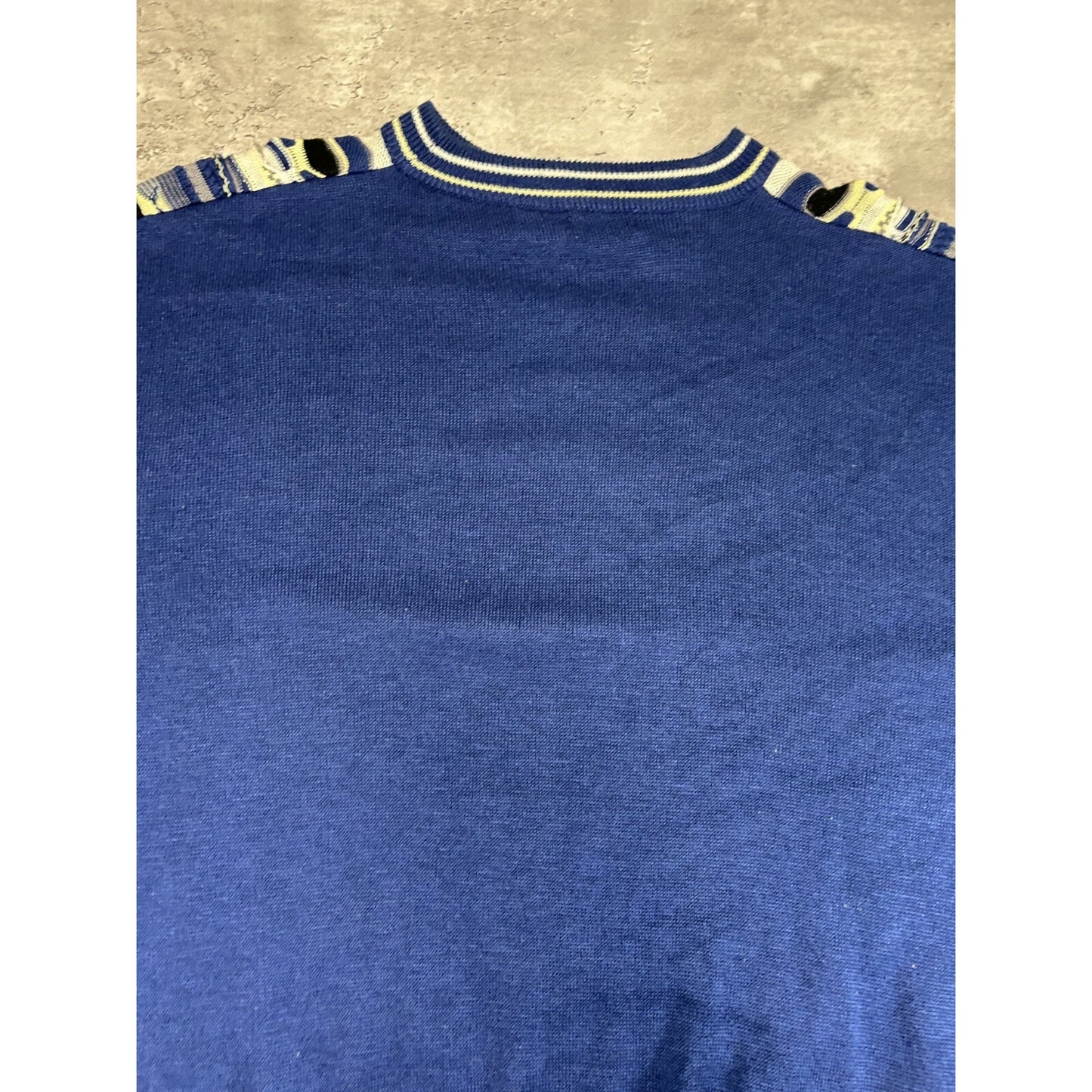Vintage 90s Gochu Ribbed Abstract 3D Knit Sweater Size Large Blue