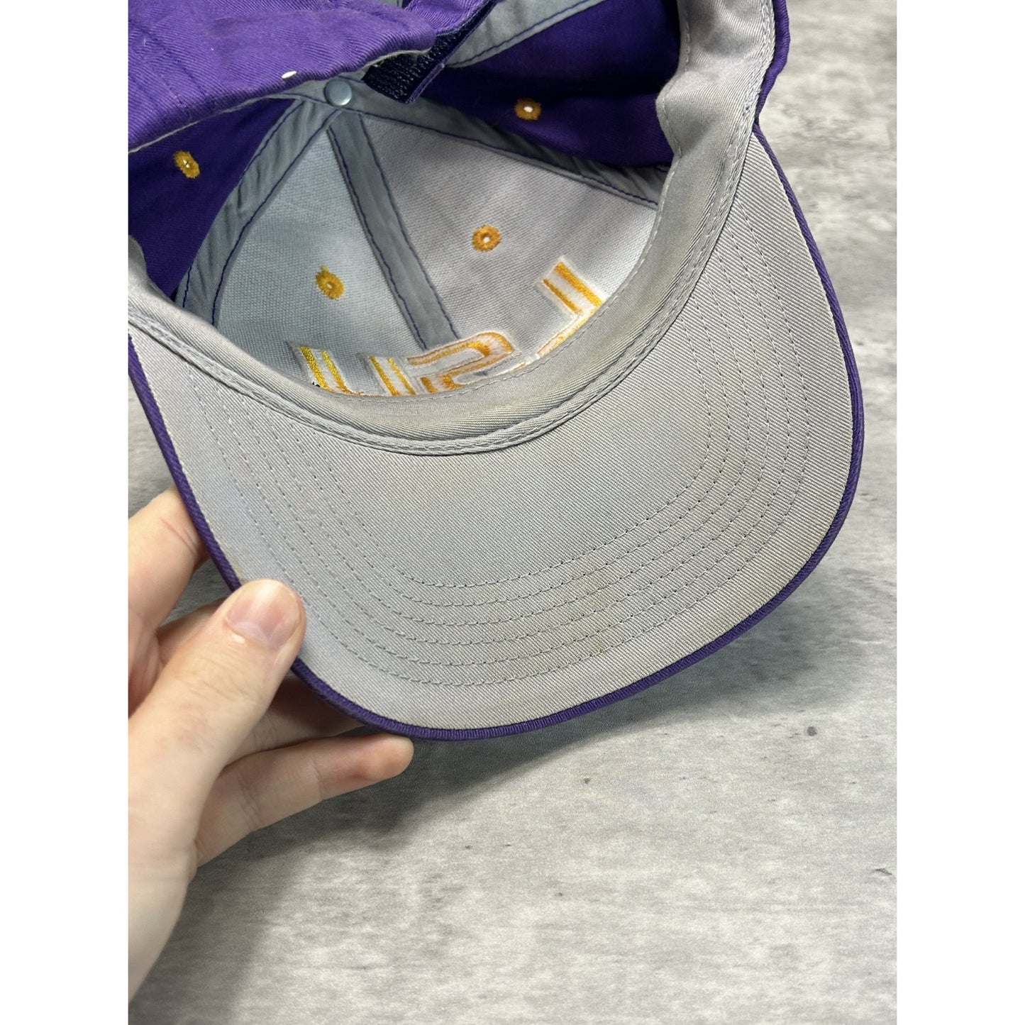 Vintage LSU Tigers NCAA Embroidered Spellout Logo Strapback Hat OSFA