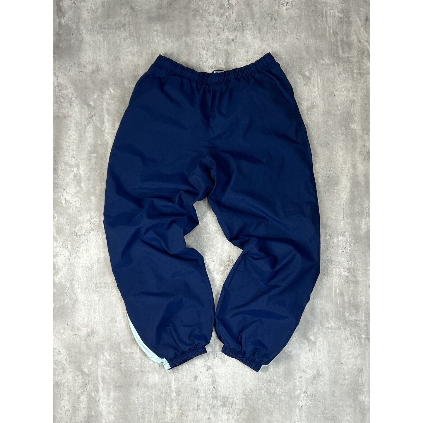 Vintage Y2K Nike Two Tone Embroidered Swoosh Nylon Track Pants Size XL Blue