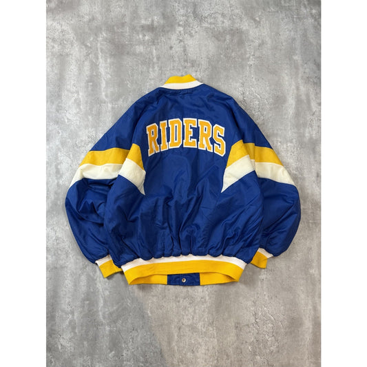 Vintage 90s Roughrider Baseball Embroidered Nylon Varsity Bomber Jacket Size XL