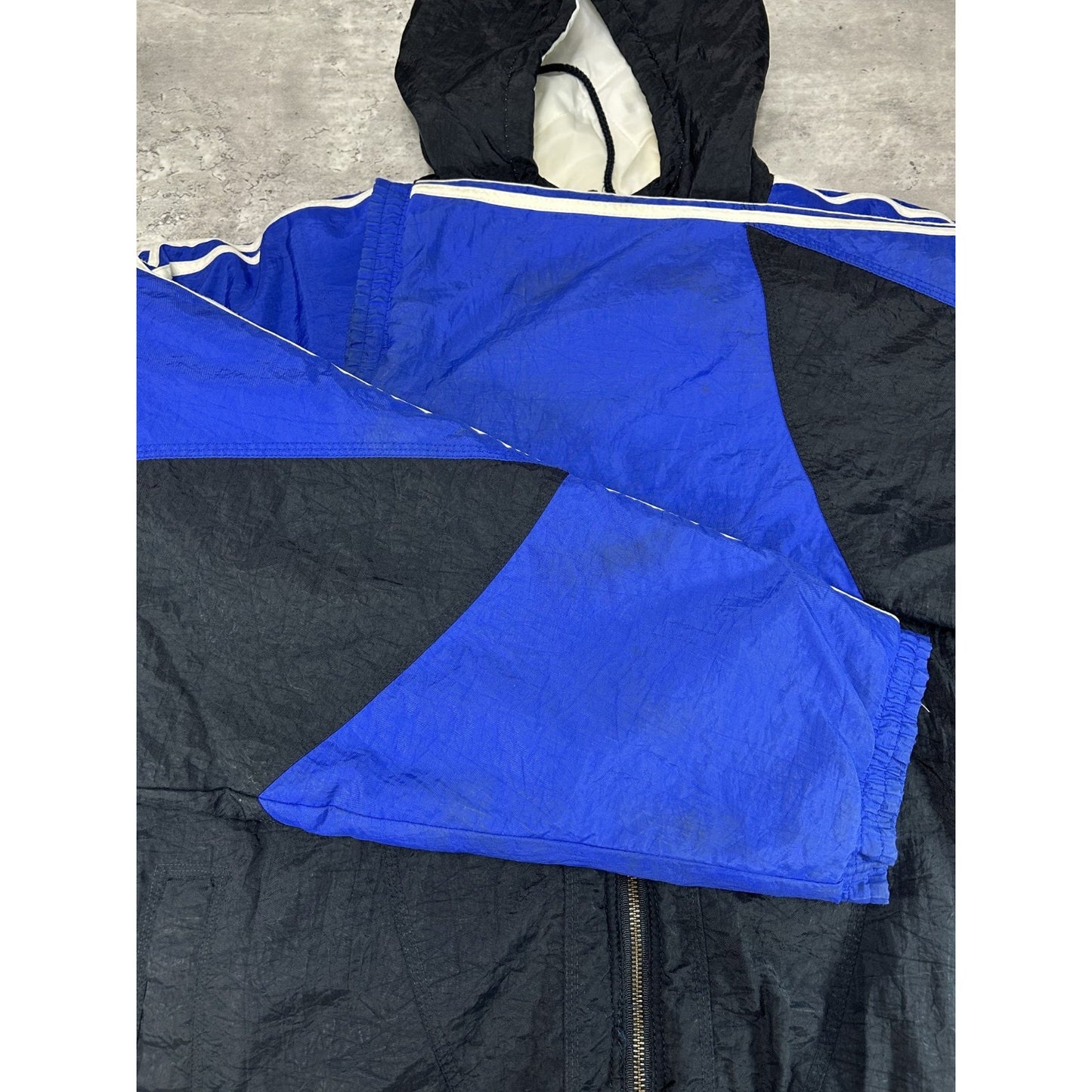 Vintage 90s Adidas Embroidered Spellout Insulated Nylon Hooded Jacket Size Large