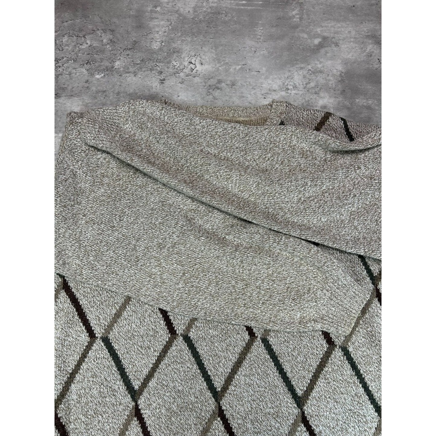 Croft And Barrow Diamond Print Earth Tones Pullover Ribbed Sweater Size Large