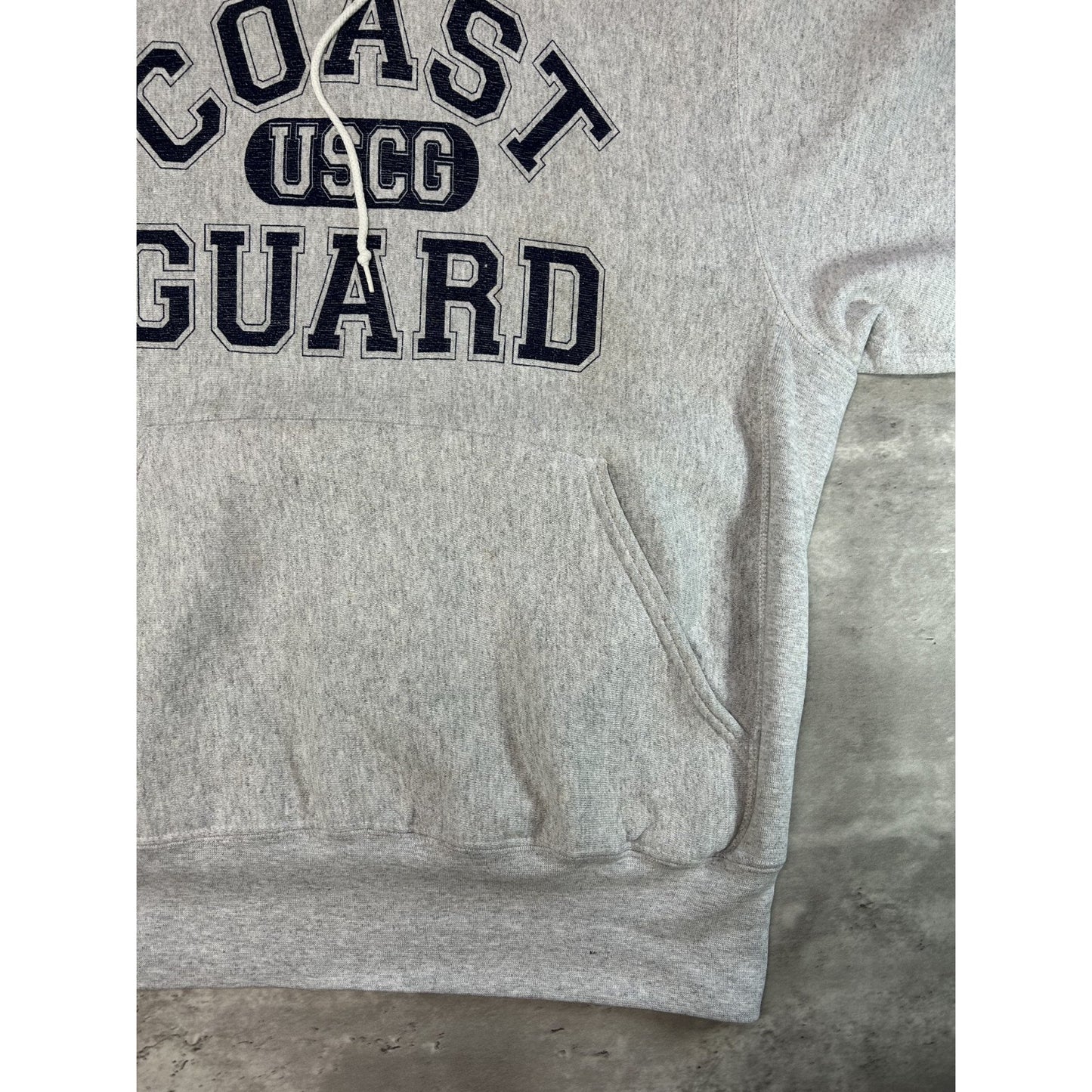 Vintage 90s Coast Guard USCG Spellout Graphic Hooded Sweatshirt Size Large