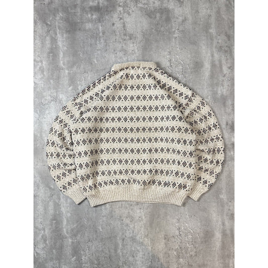 Vintage Eddie Bauer Diamond Striped Print Pullover Knit Sweater Size XL