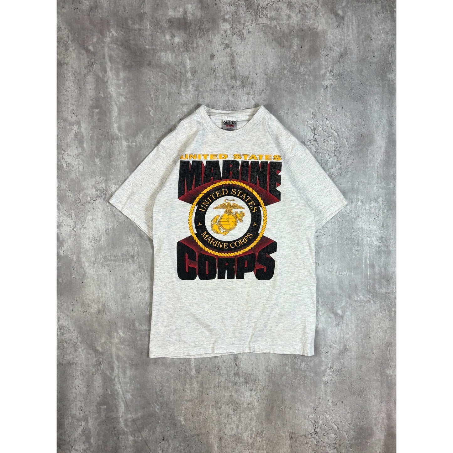 Vintage 1990s US Marine Corps Graphic Crest Spellout T-Shirt Size Medium