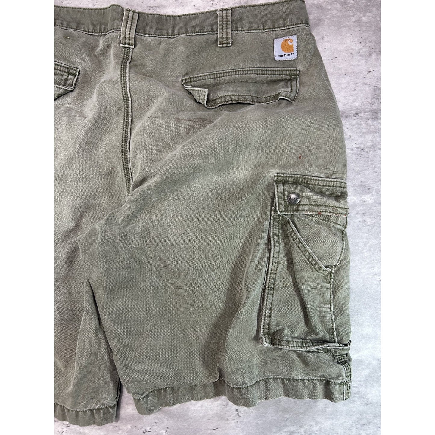 Carhartt Relaxed Fit Canvas Workwear Utility Cargo Shorts Size 39 Green