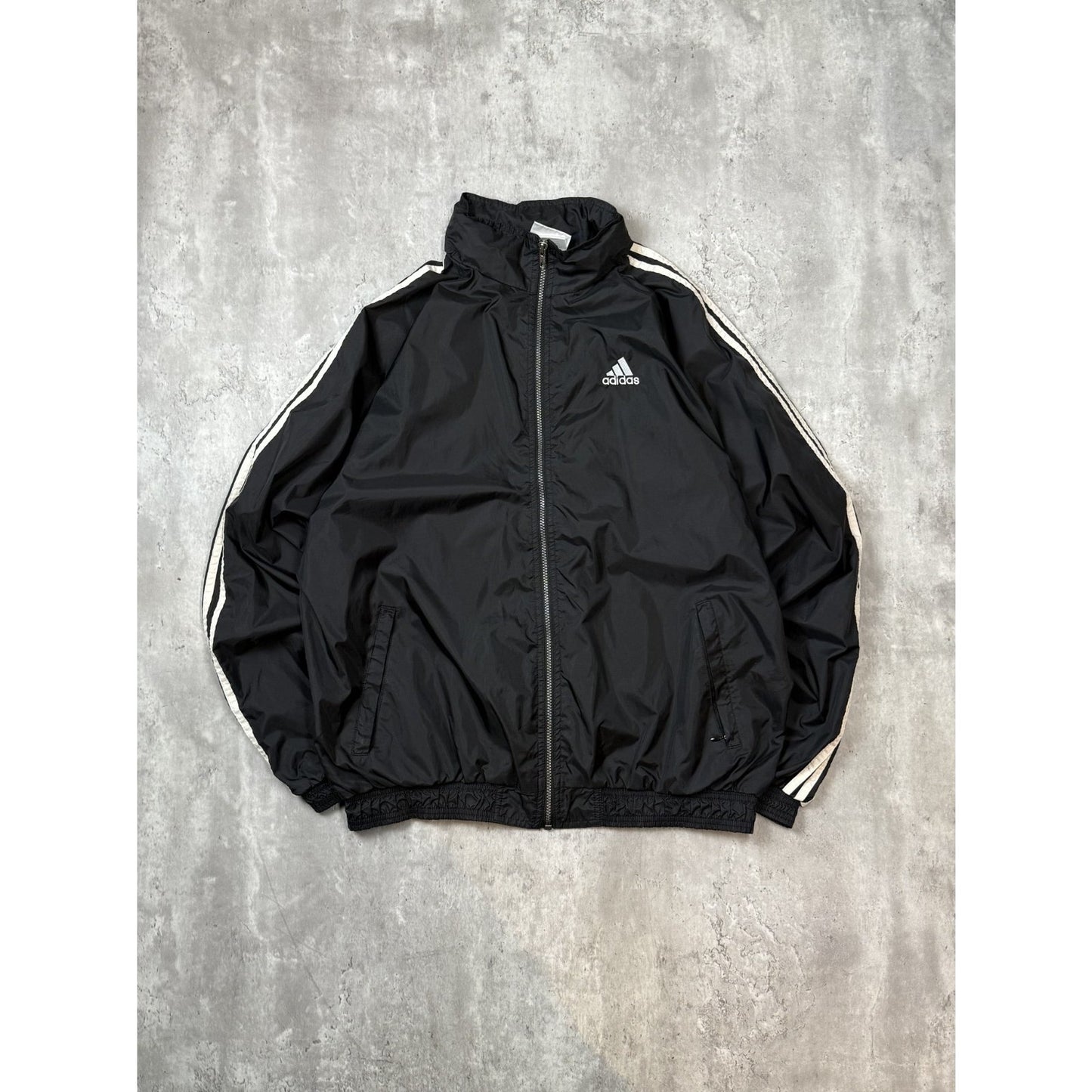 Vintage 90s Adidas Embroidered Logo Nylon Full Zip Windbreaker Jacket Size XL