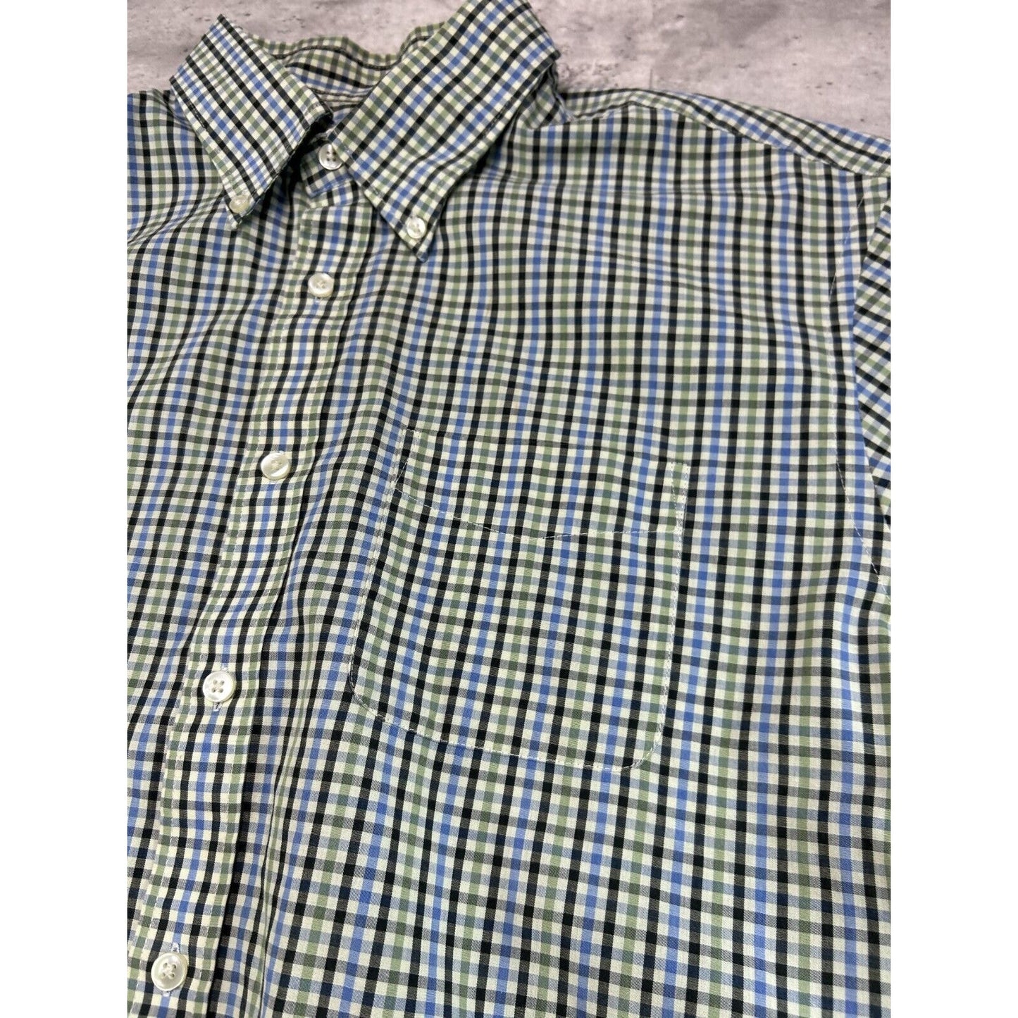 Vintage Van Heusen Plaid Short Sleeve Cropped Button Up Shirt Size Large
