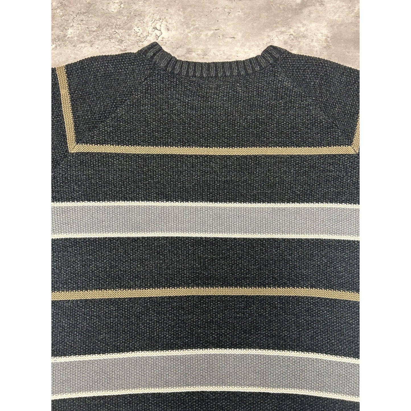 Vintage 90s Earth Tone Striped Pullover Knit Sweater Size Large