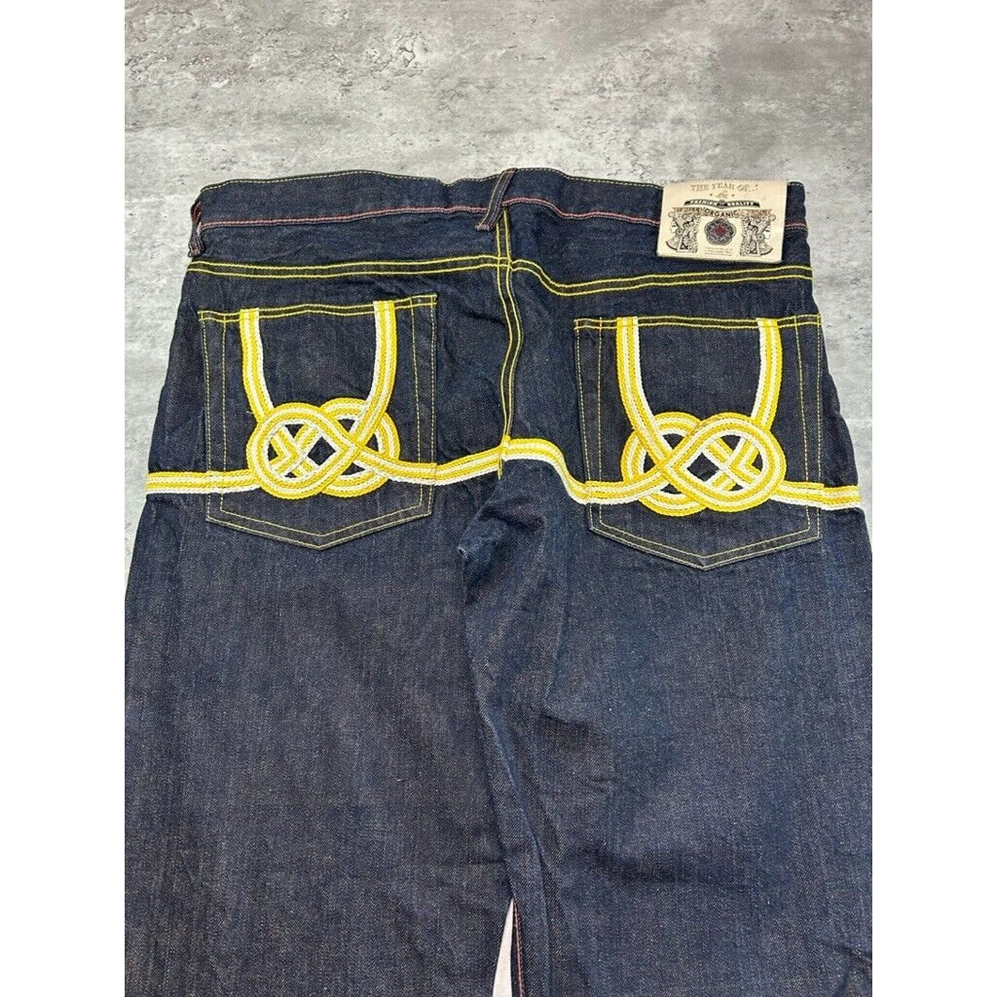 Vintage Y2K The Year 0 Embroidered Pocket Black Denim Pants Size 40