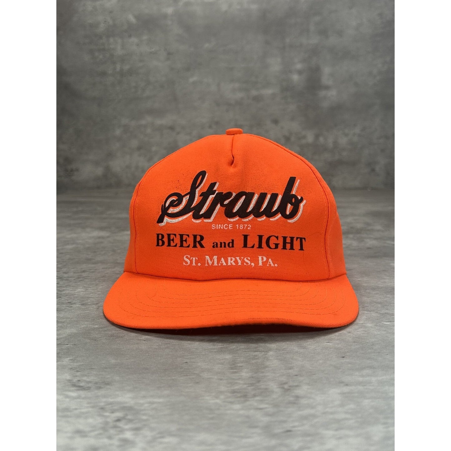 Vintage Straub Beer & Light Graphic Spellout Snapback Hat OSFA Orange