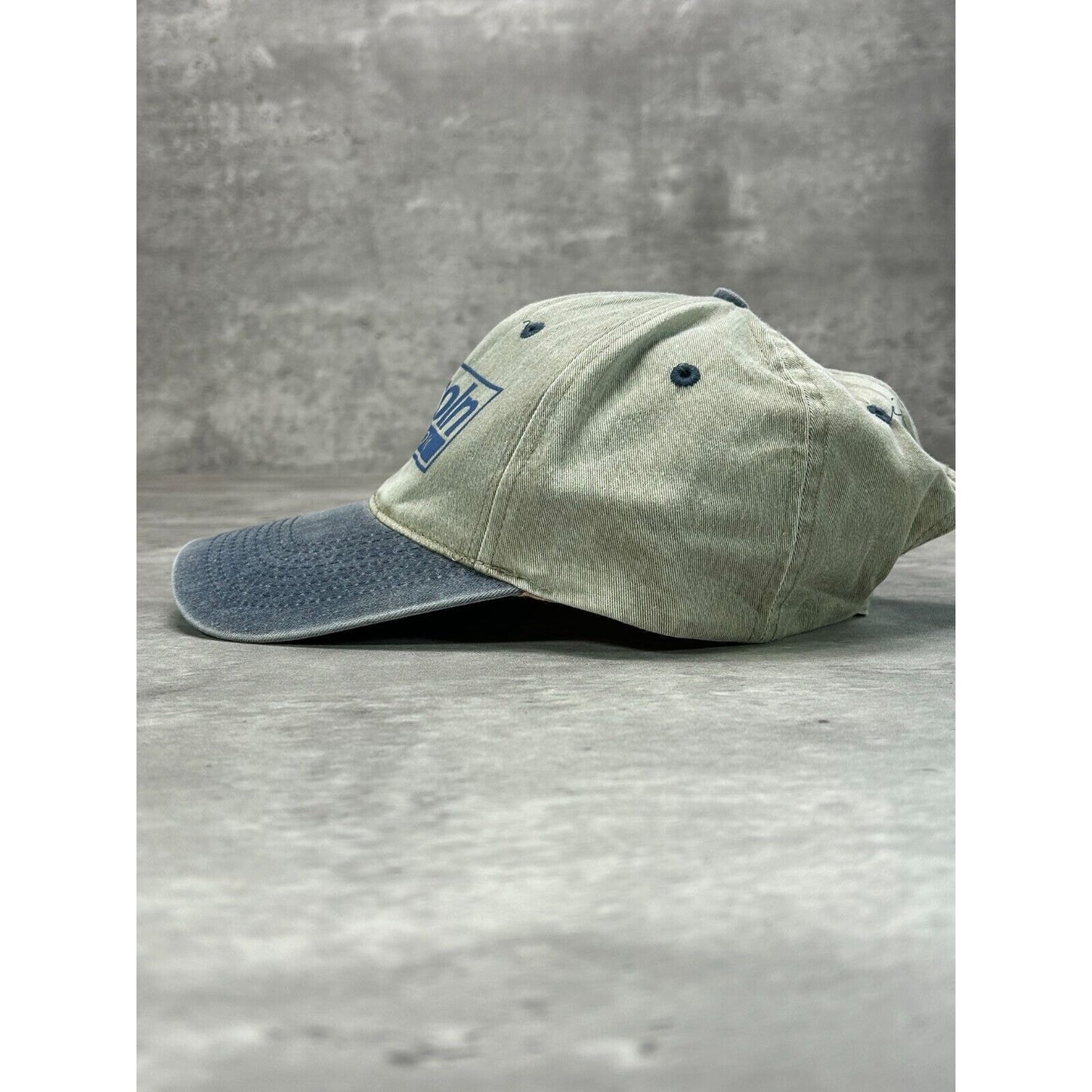 Vintage Lincoln Chevrolet Graphic Spellout Logo Two Tone Strapback Hat OSFA