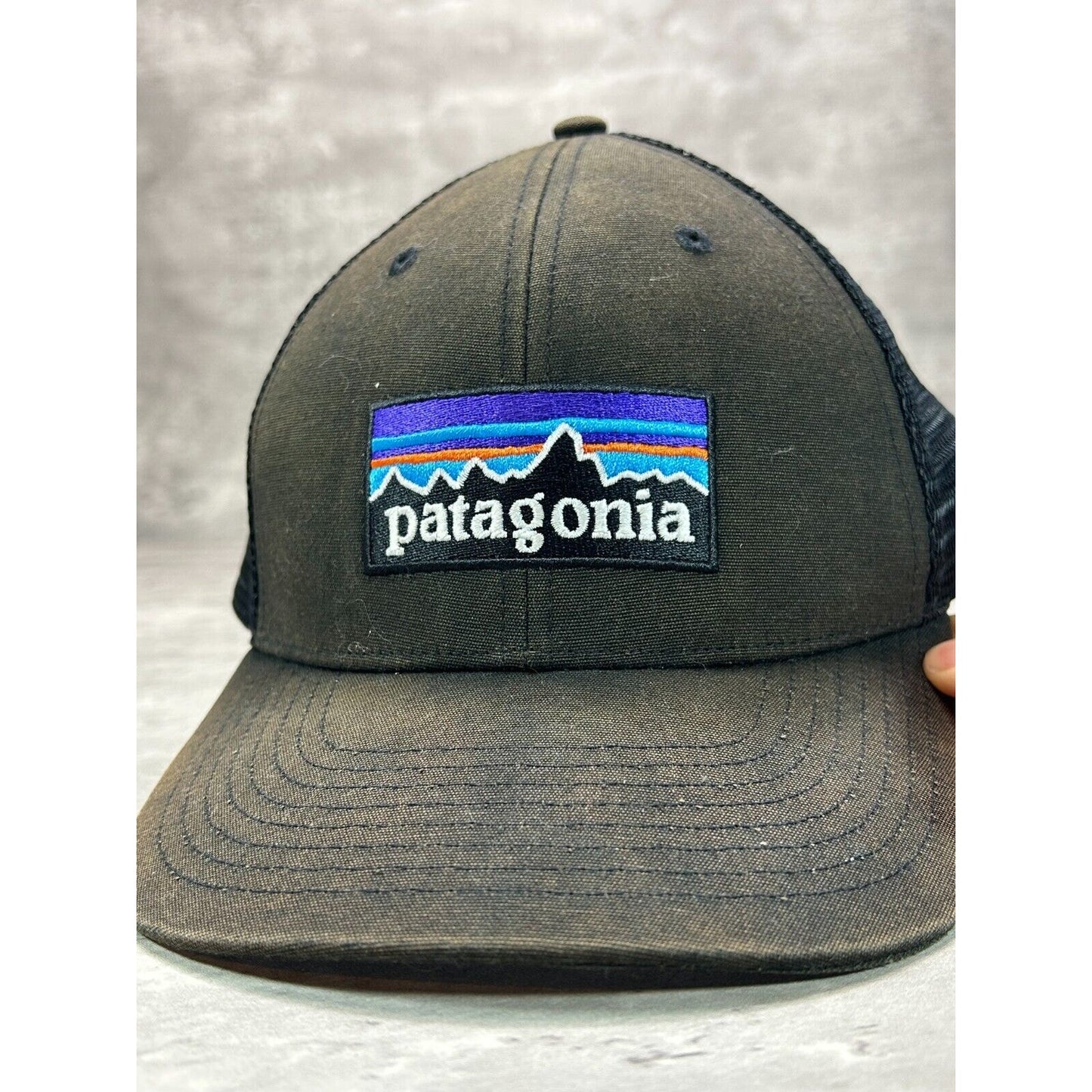 Vintage Patagonia Embroidered Logo Trucker Snapback Hat OSFA Black