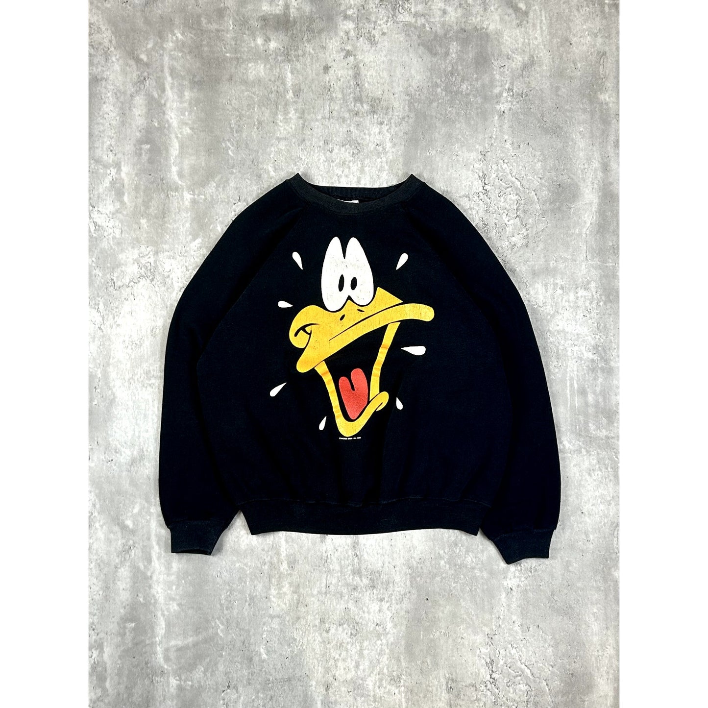 Vintage 1989 Looney Tunes Daffy Duck Big Face Graphic Sweatshirt Size XL Black