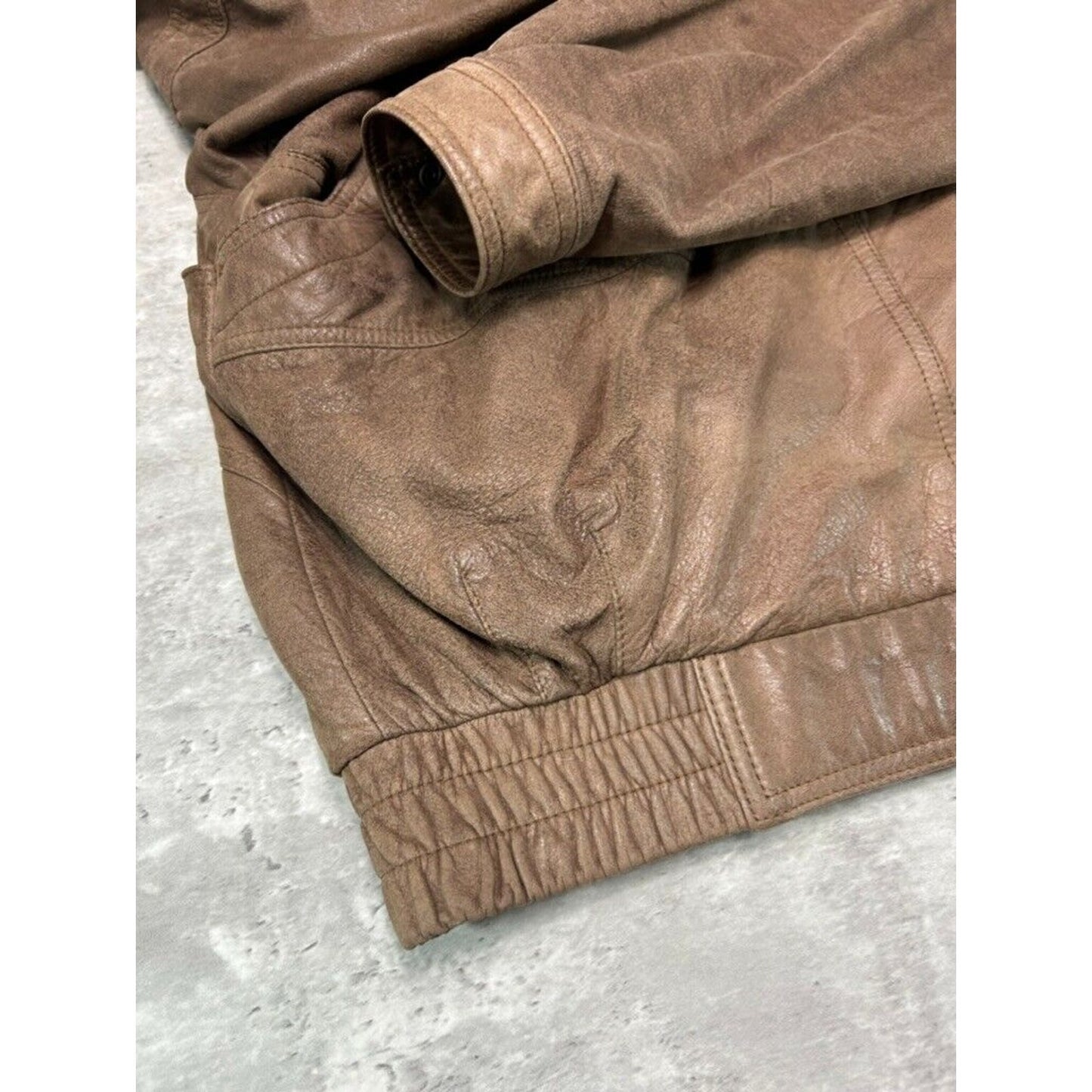 Vintage Adventure Bound Thinsulate Multi Pocket Leather Bomber Jacket Size Large Brown