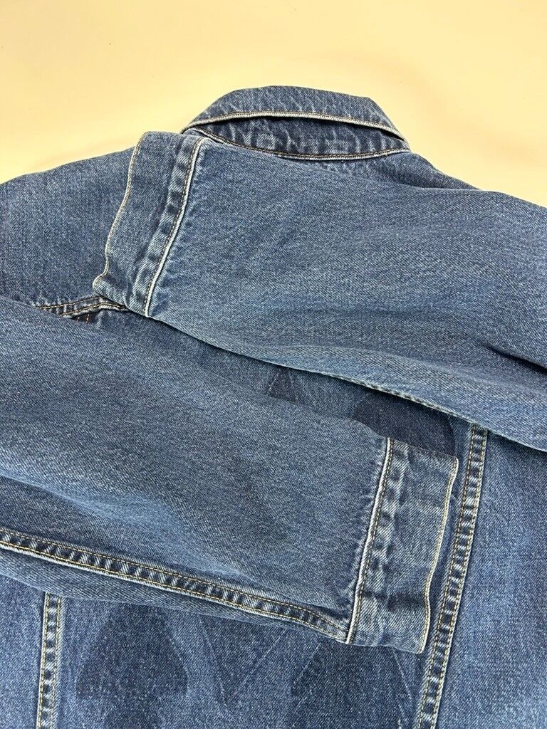 Vintage 90s Levis Red Tab Dark Wash Denim Type 3 Trucker Jacket Size Small Blue