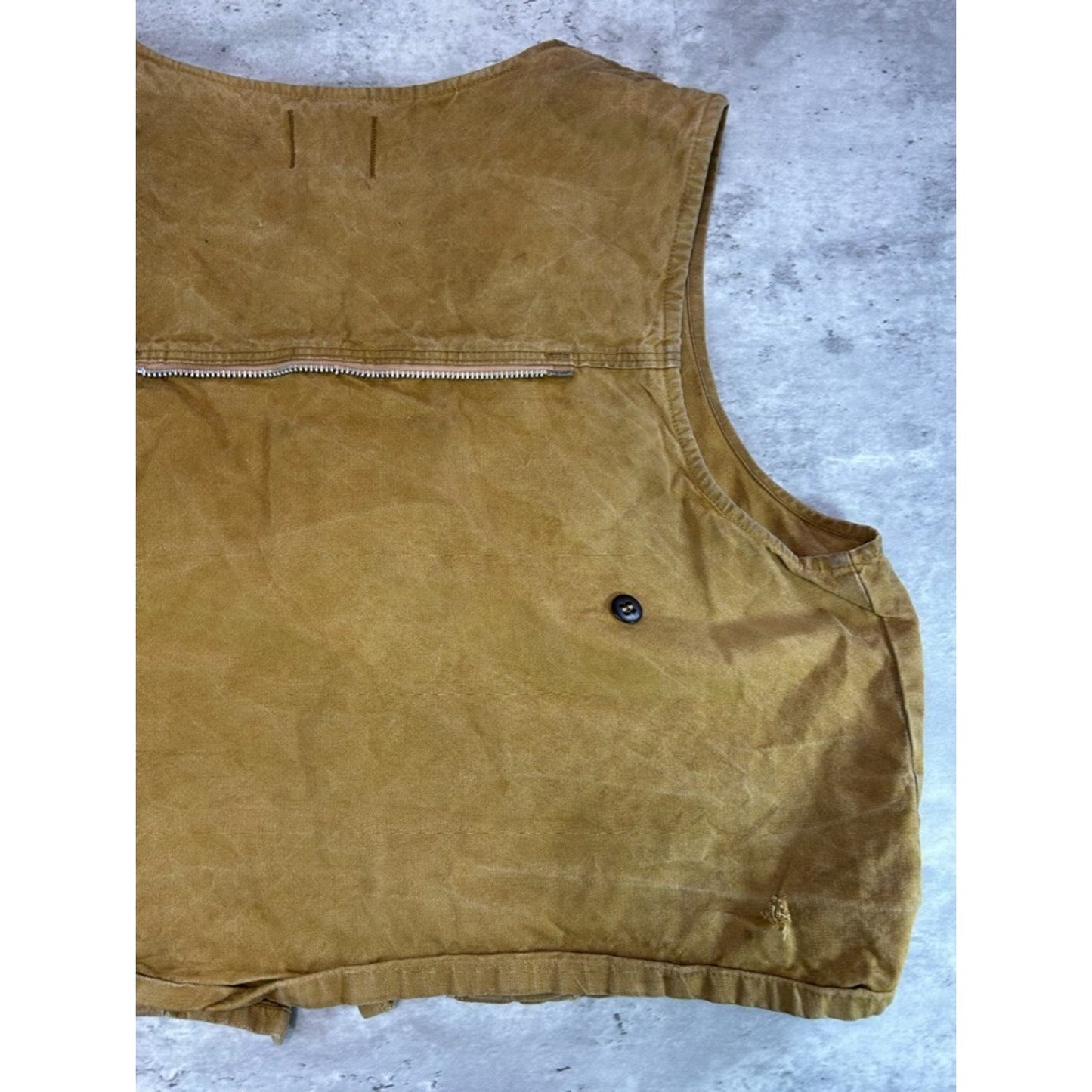 Vintage 1950s Woodsman Canvas 1/2 Plaid Lined Hunting Vest Size Large