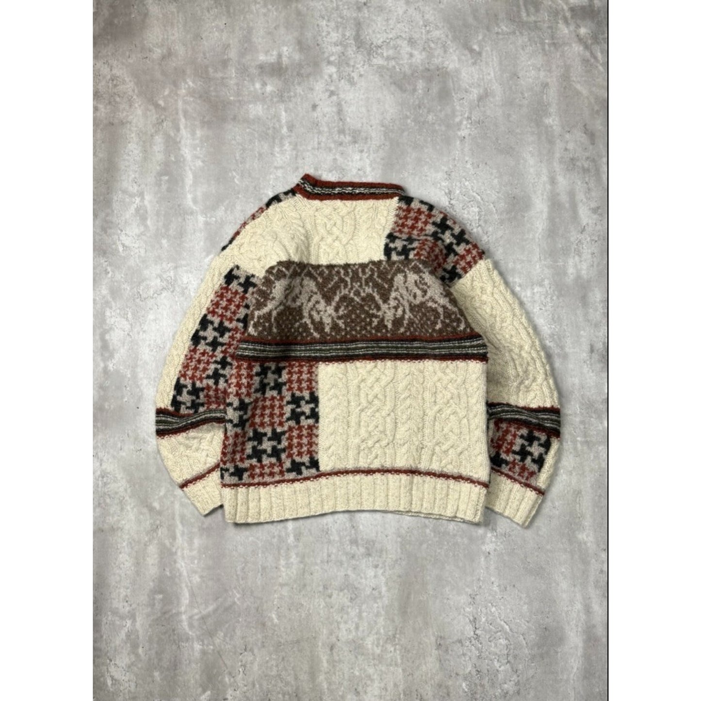 Vintage 90s Eddie Bauer Ebtek Deer Graphic Cable Knit Sweater Size Small