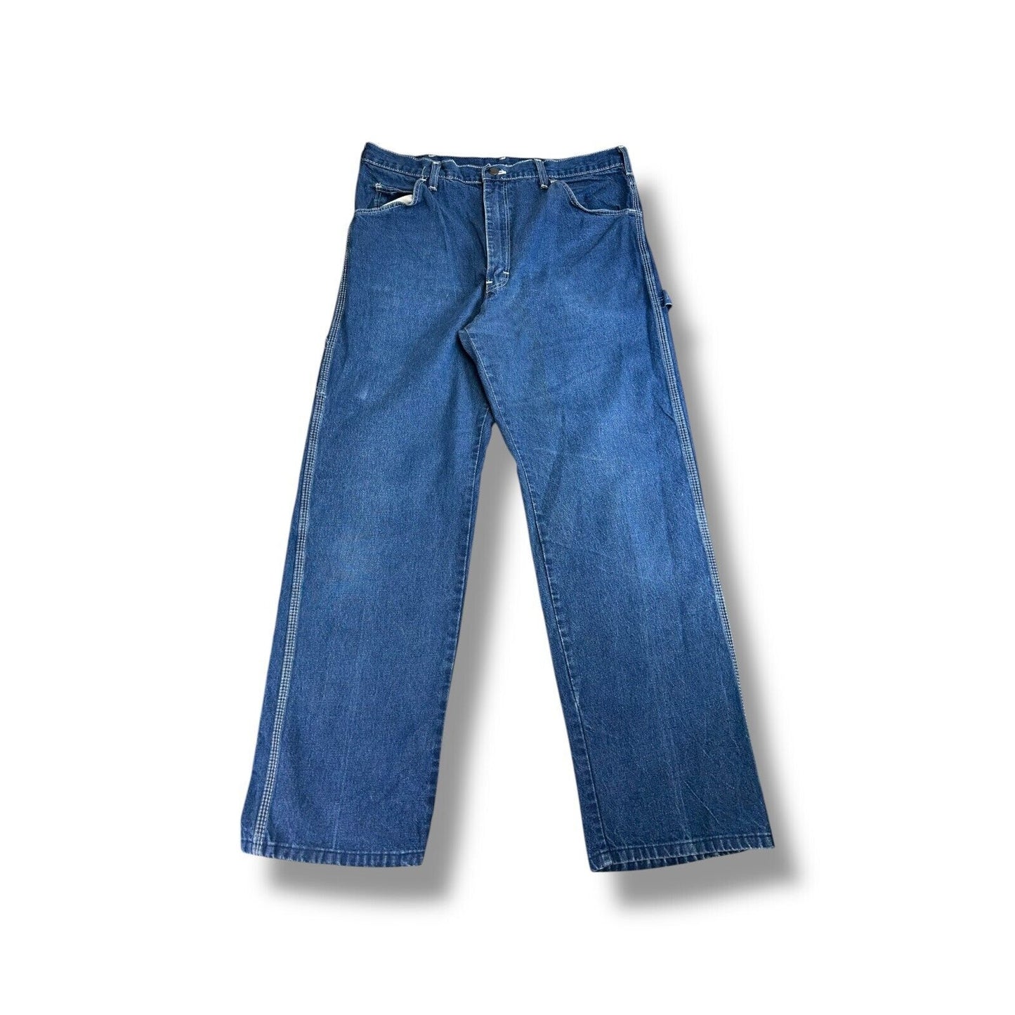 Vintage Dickies Dark Wash Denim Workwear Carpenter Pants Size 34 Blue