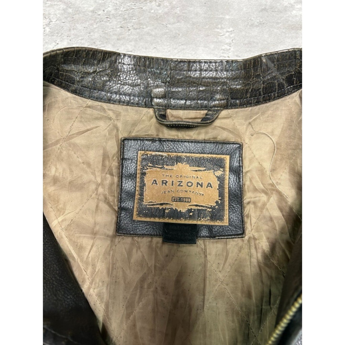 Vintage Arizona Jean Company Striped Cafe Racer Leather Jacket Size 2XLT