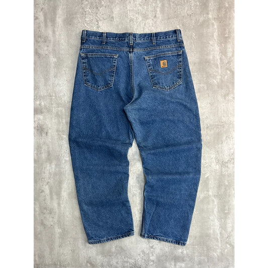 Vintage Carhartt Plaid Lined Dark Wash Denim Workwear Pants Size 38