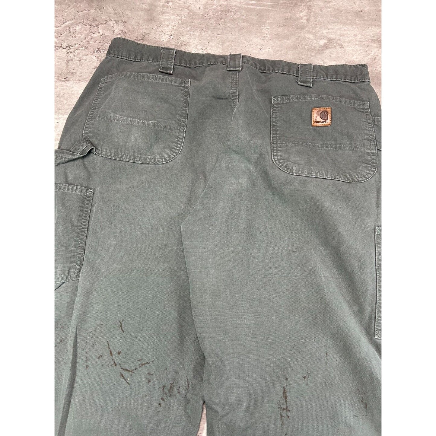 Carhartt Dungaree Fit Canvas Workwear Carpenter Pants Size 39 Gray