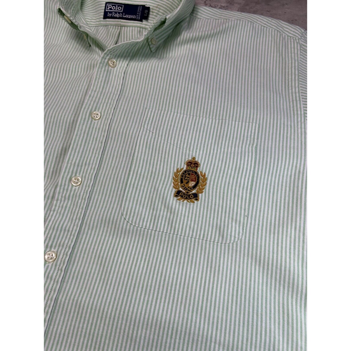 Vintage Polo Ralph Lauren Embroidered Crest Long Sleeve Button Up Shirt Size Large