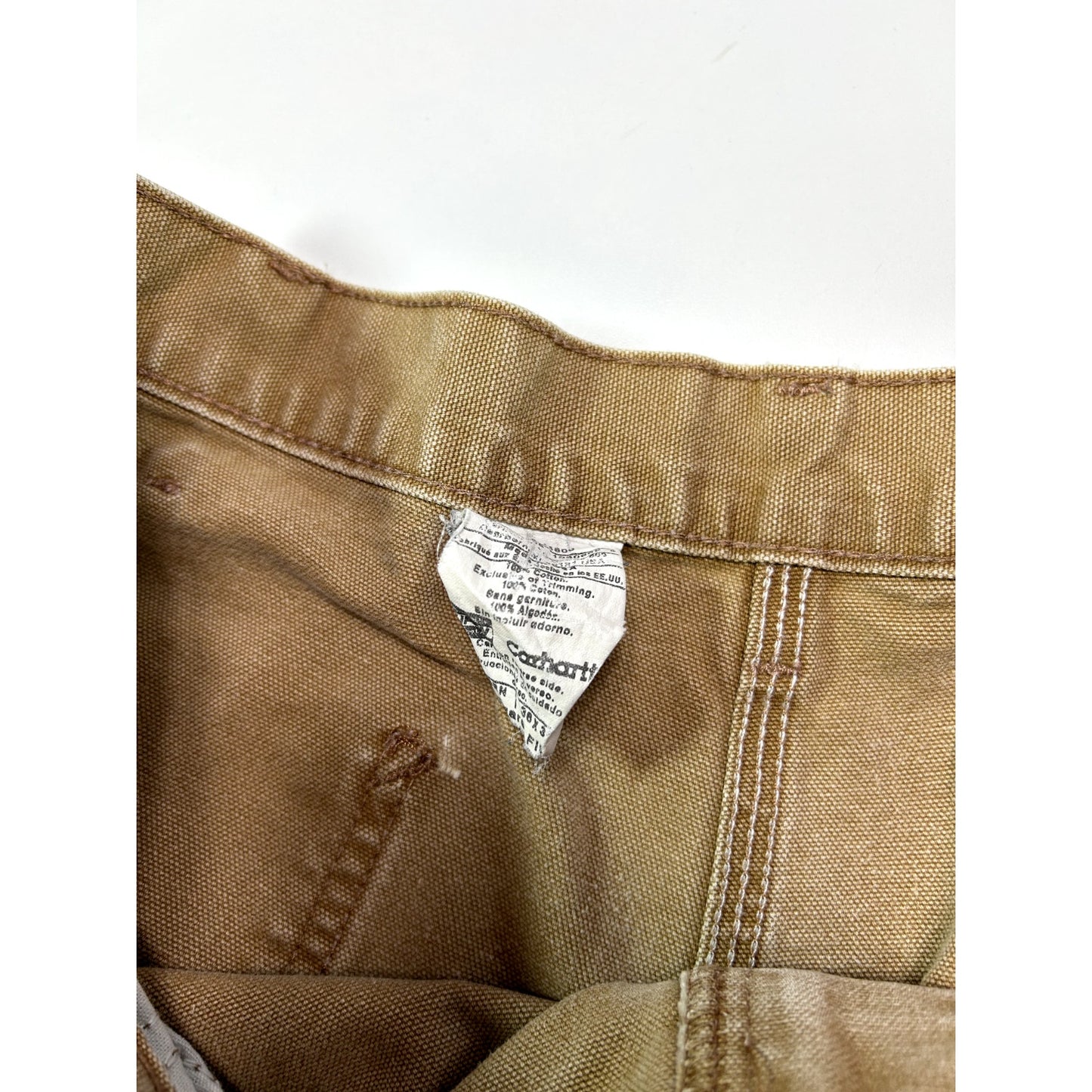 Vintage Carhartt Dungaree Fit Canvas Workwear Carpenter Pants Size 35 Beige