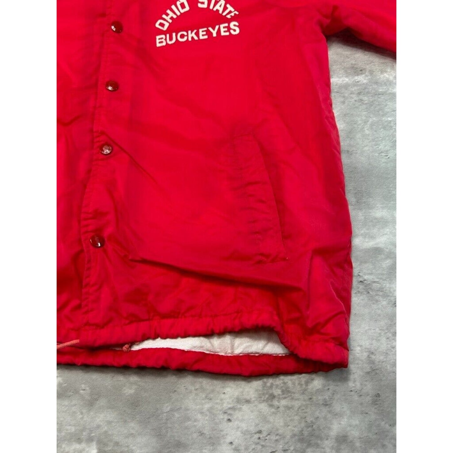 Vintage 80s Ohio State Buckeyes NCAA Nylon Coaches Jacket Size Medium Red