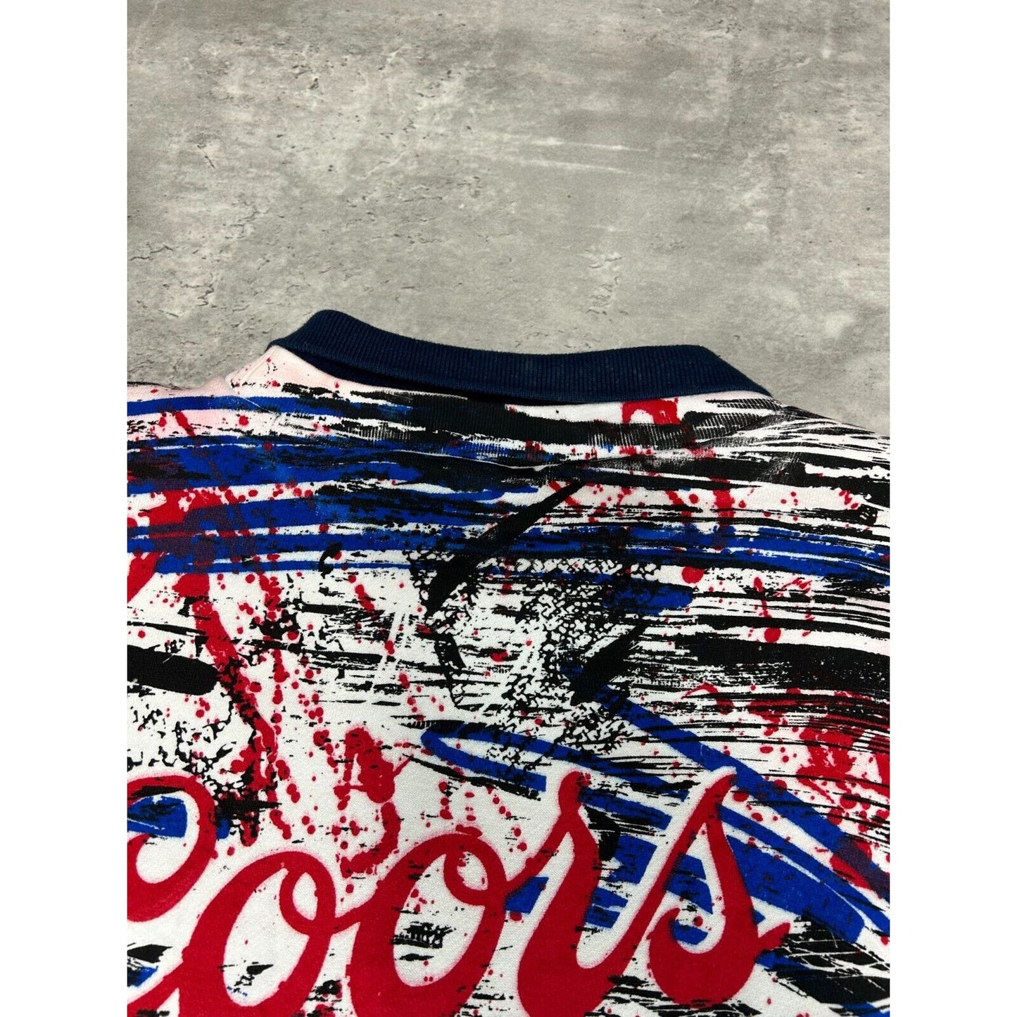 Vintage 90s Coors Slo-Pitch All Over Print Graphic Collared Sweatshirt Size XL