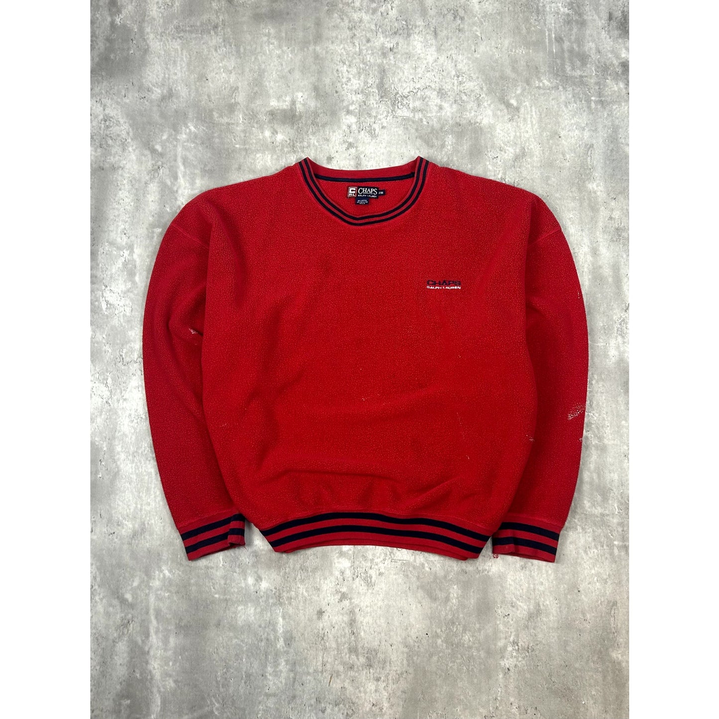 Vintage Chaps Ralph Lauren Embroidered Fleece Crewneck Sweatshirt Size XXL Red