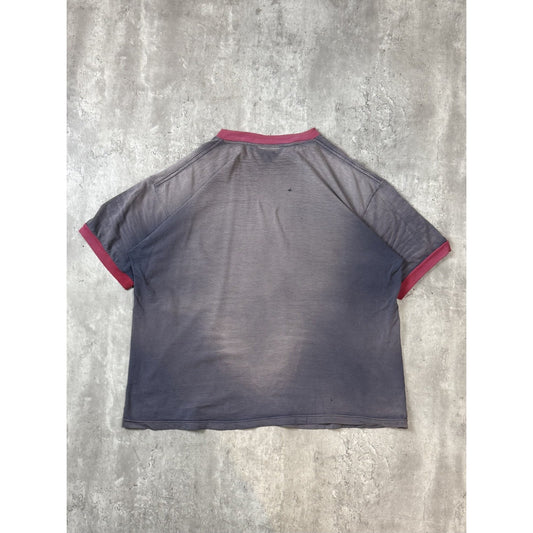 Vintage 90s Nautica Faded Sailboat Graphic Spellout Ringer T-Shirt Size XL