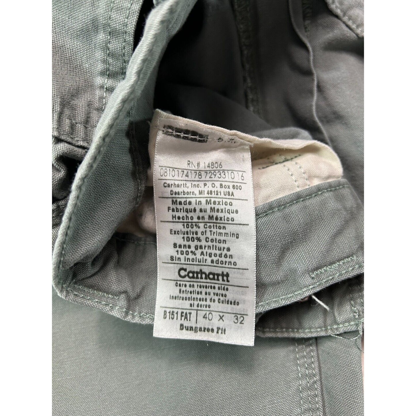 Carhartt Dungaree Fit Canvas Workwear Carpenter Pants Size 39 Gray