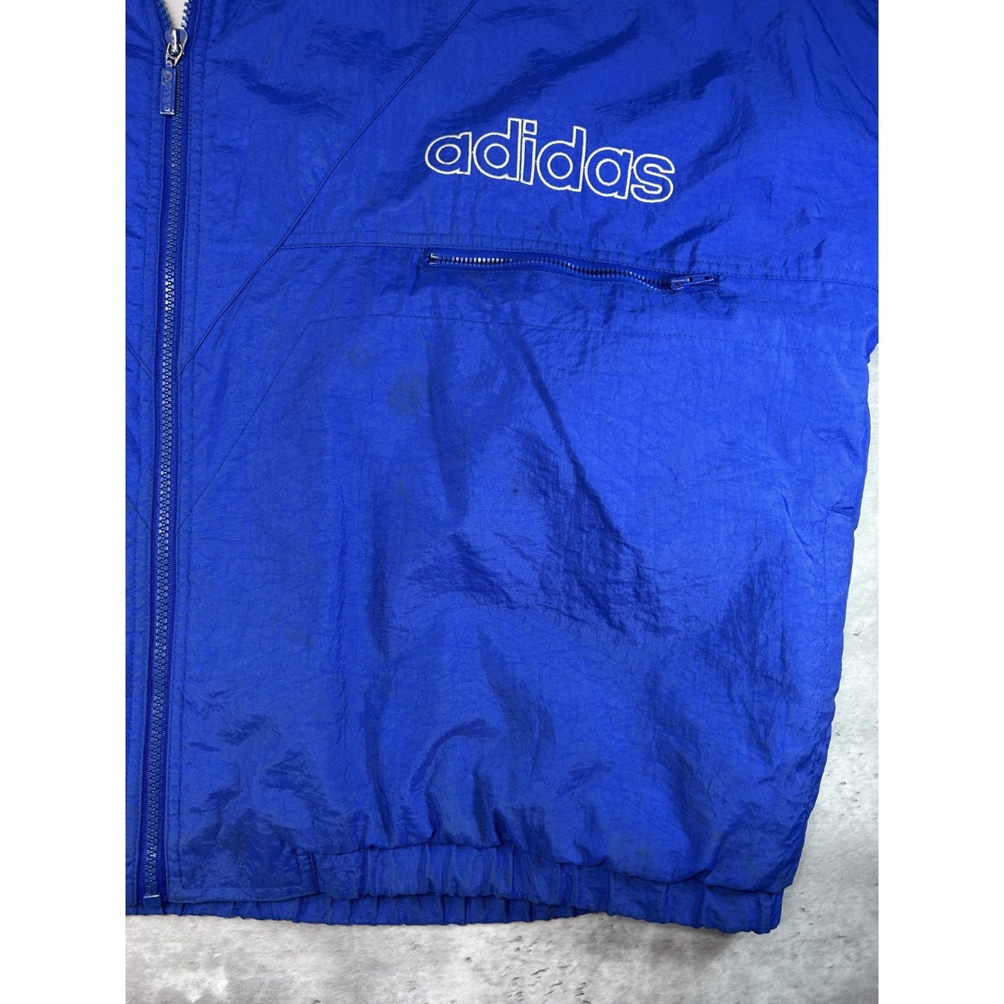 Vintage 90s Adidas Embroidered Trefoil Full Zip Insulated Hooded Jacket Size 2XL