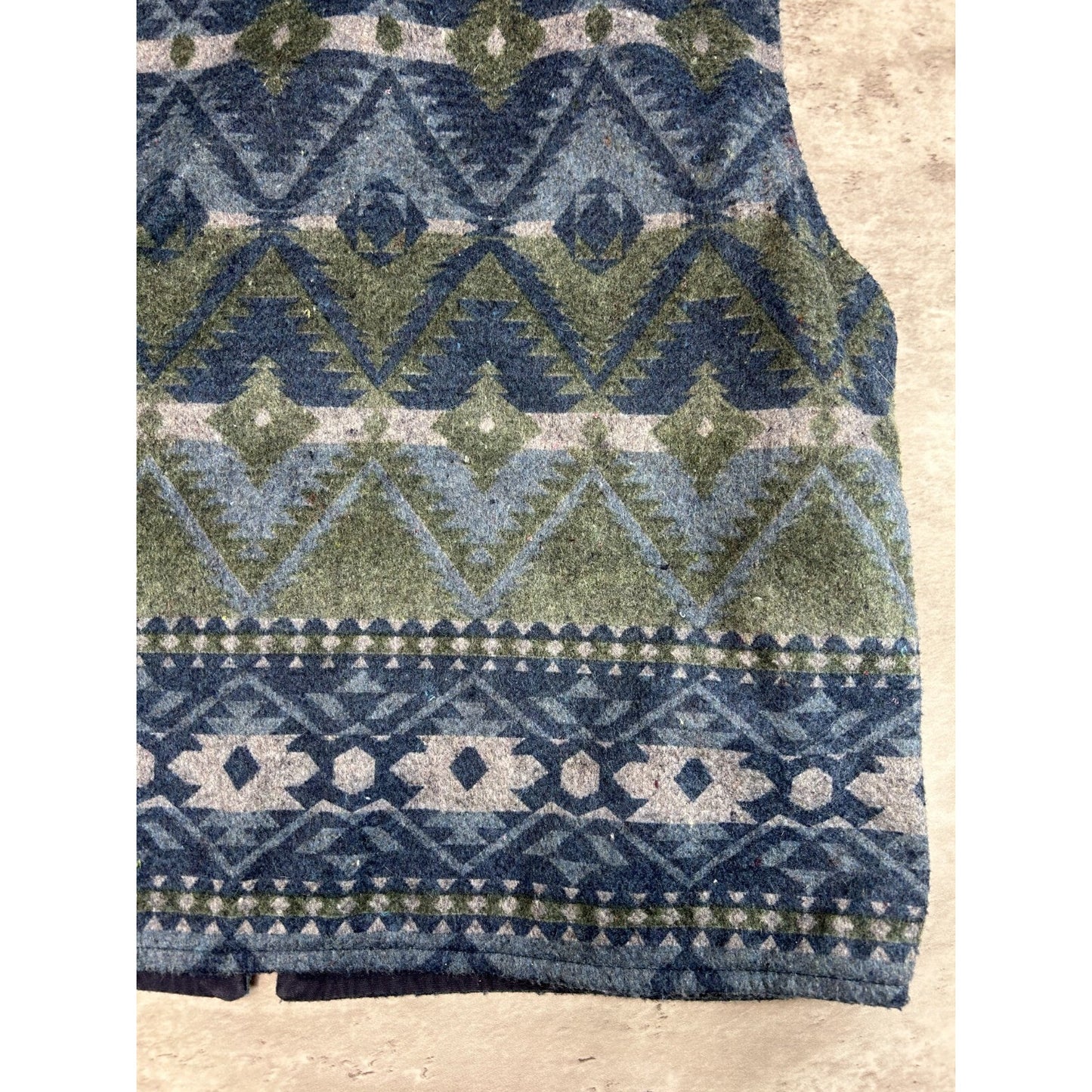 Vintage 1980s Aztec Print Full Zip Fleece Vest Size Large Blue/Green