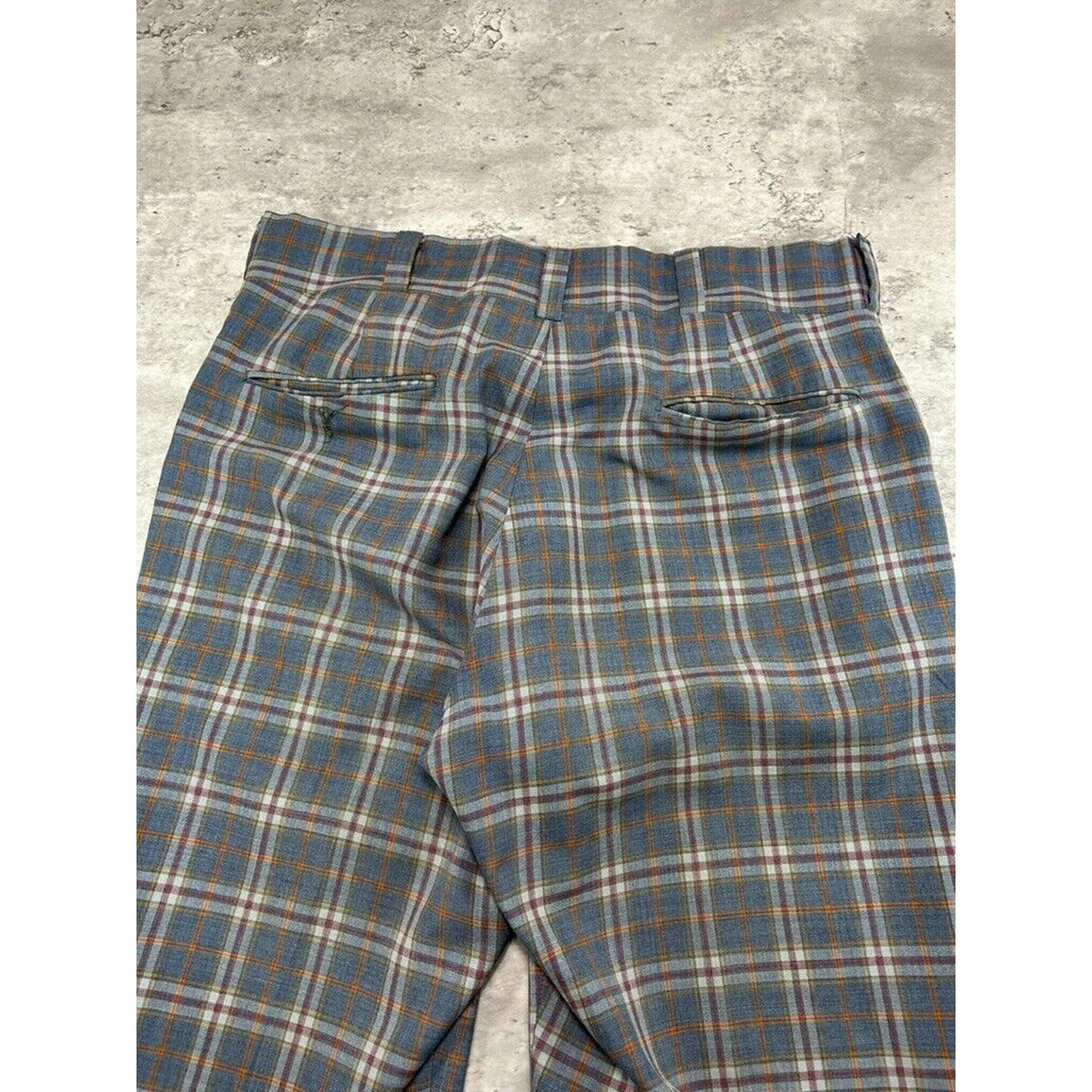 Vintage 1970s Crusaders Checkered Plaid Print Trouser Style Pants Size 34