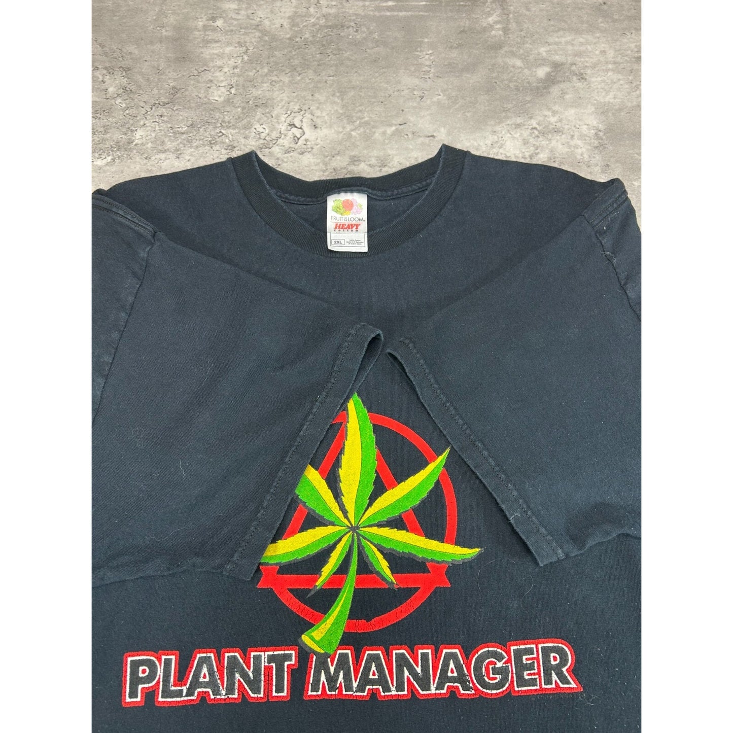 Vintage 90s Plant Manager Weed Graphic Comedy T-Shirt Size XXL Black