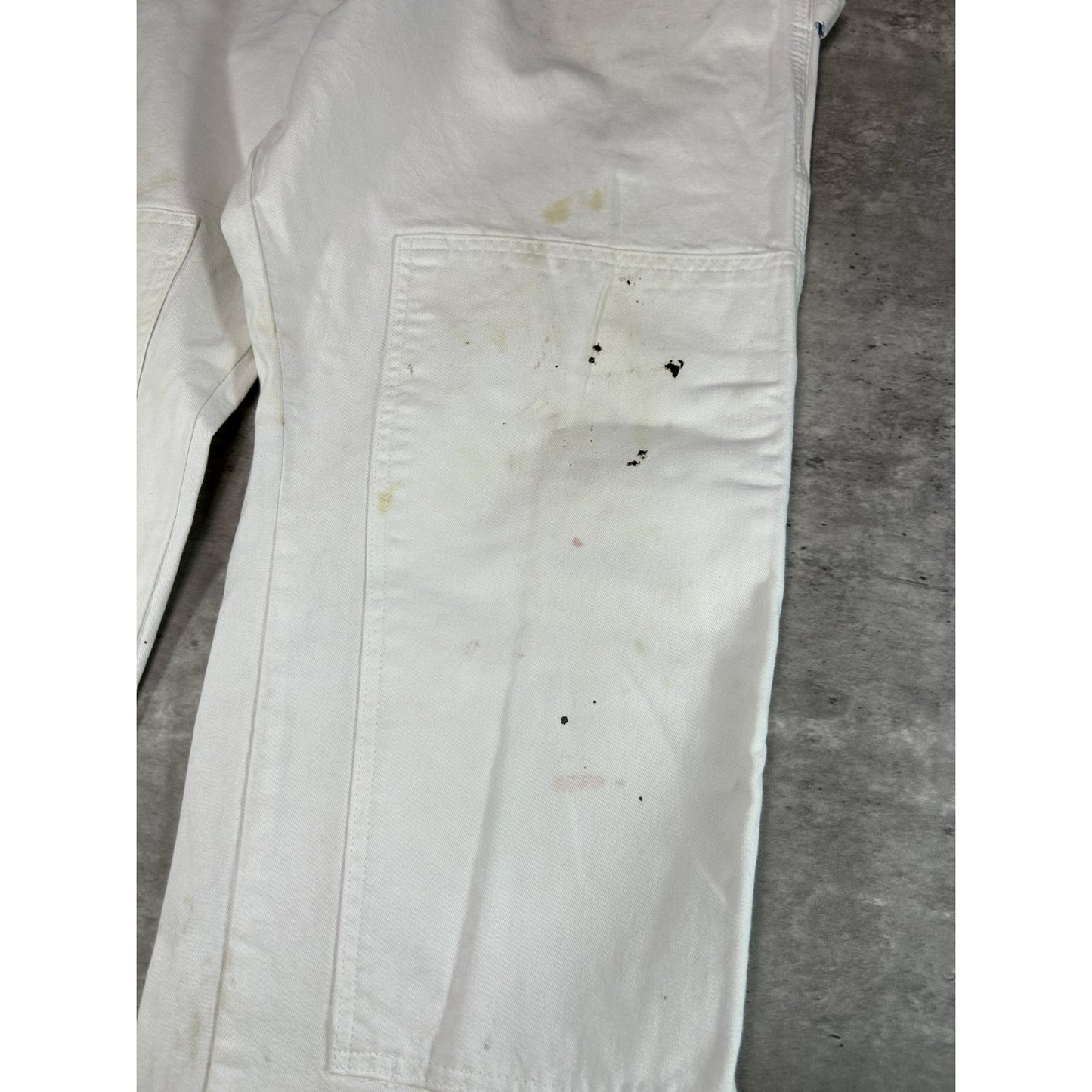 Vintage Dickies Canvas Work Wear Painters Double Knee Pants Size 36W White