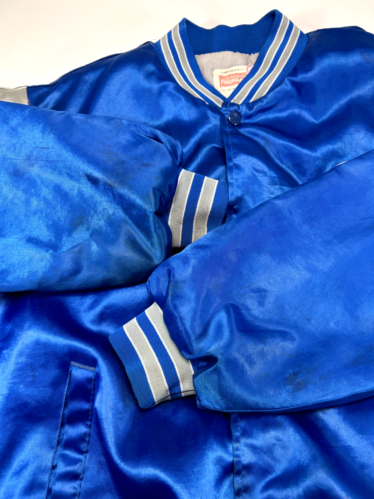 Vintage 80s Detroit Lions NFL Satin Varsity Bomber Football Jacket Size Large