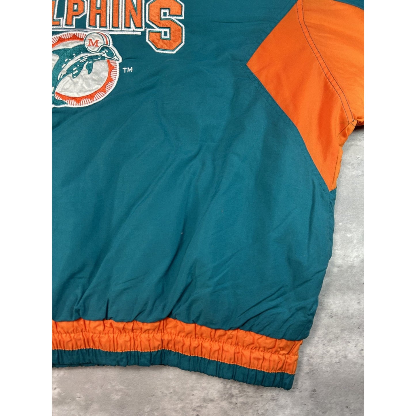 Vintage 90s Miami Dolphins NFL Embroidered Logo Insulated Jacket Size Large