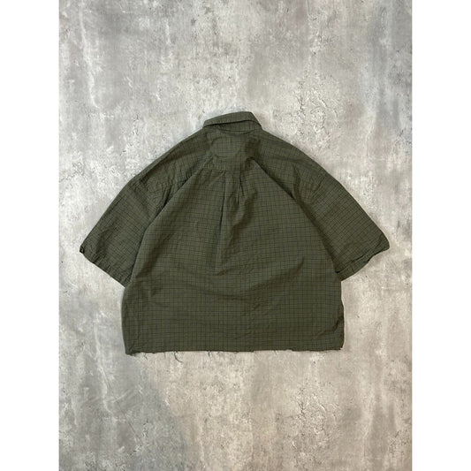 Vintage Eddie Bauer Plaid Print Short Sleeve Reworked Cropped Button Up Medium