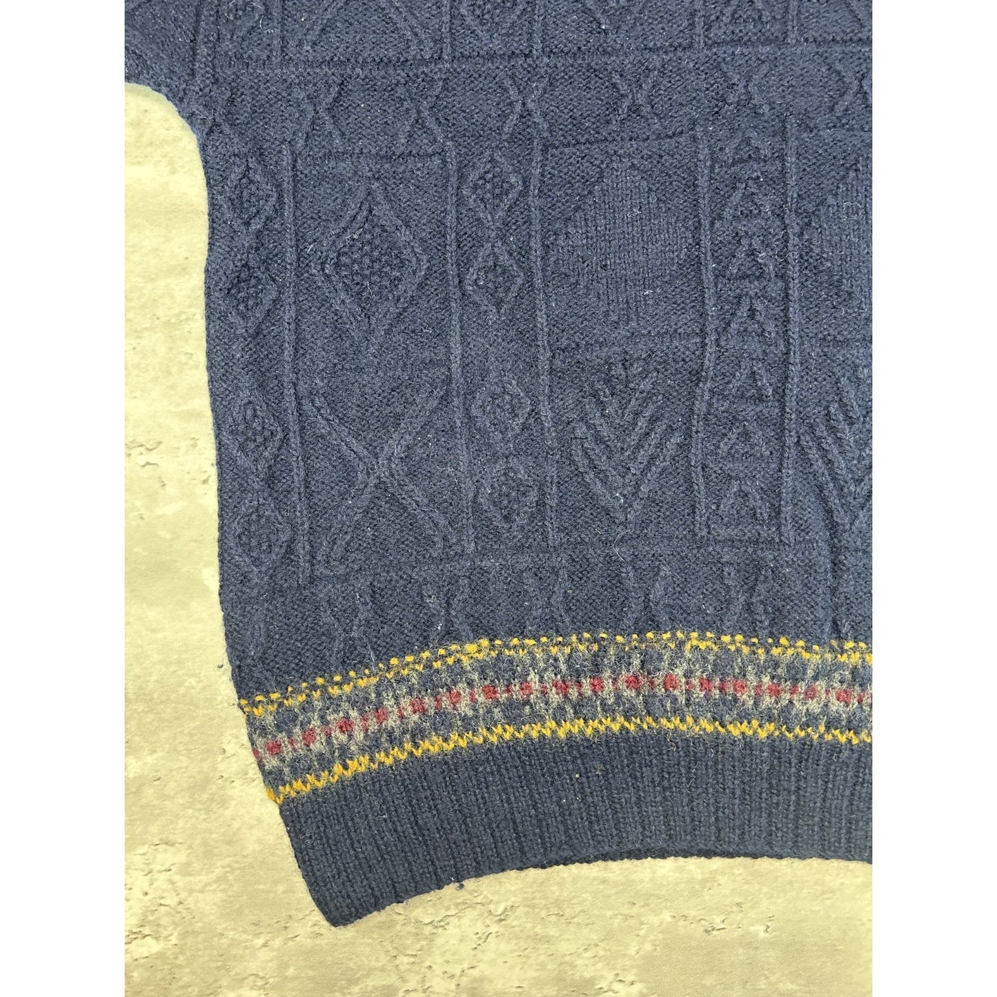 Vintage 90s Pattern Print Striped Ribbed Knit Sweater Size Large