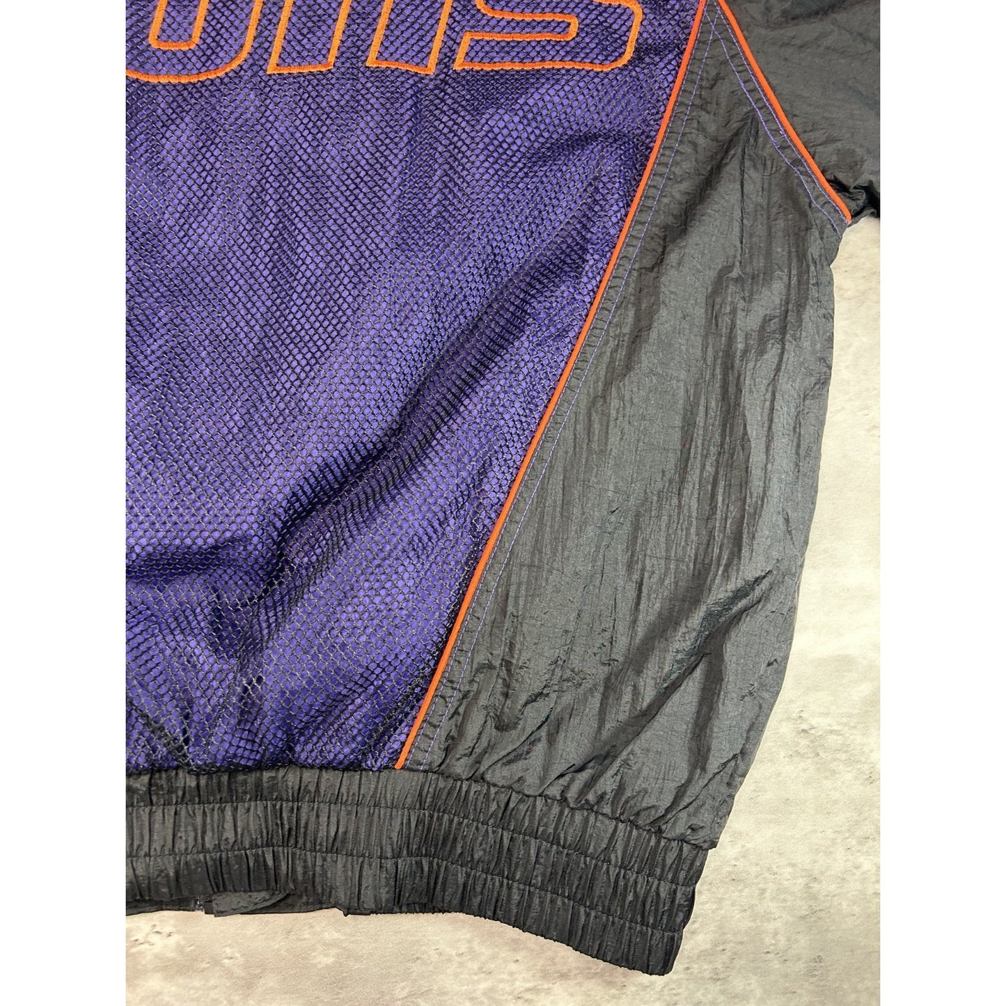 Vintage 90s Phoenix Suns NBA Embroidered Logo Mesh Windbreaker Jacket Size Large