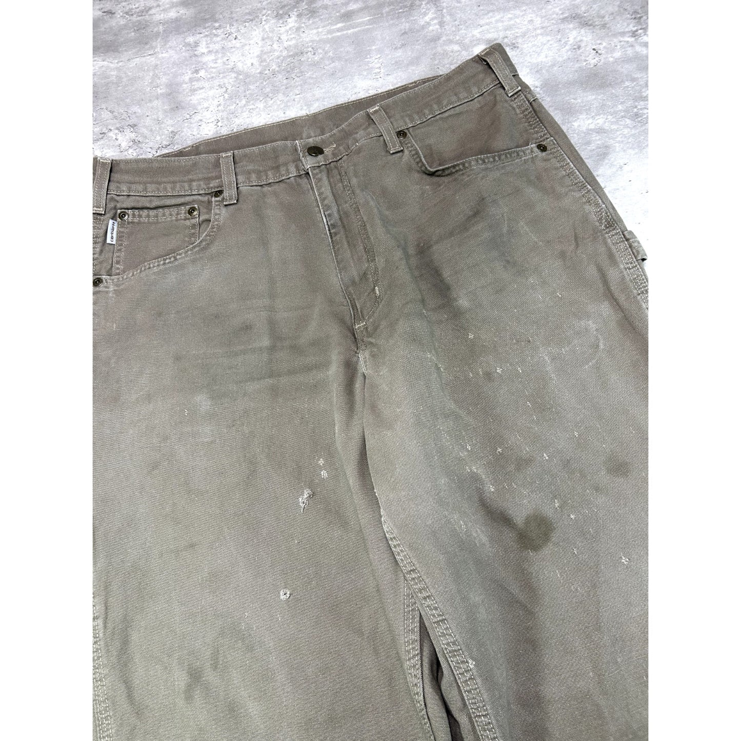 Vintage Carhartt Loose Fit Canvas Work Wear Carpenter Pants Size 36W Brown