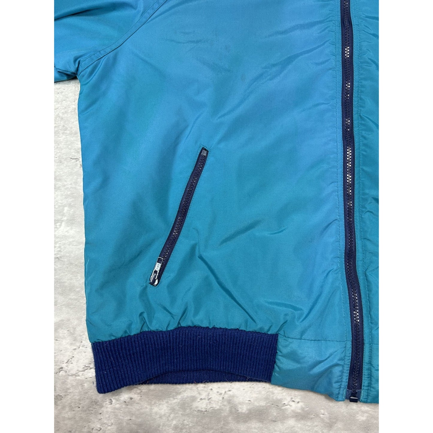 Vintage 90s Osh Kosh Fleece Lined Full Zip Nylon Bomber Jacket Size XL Blue
