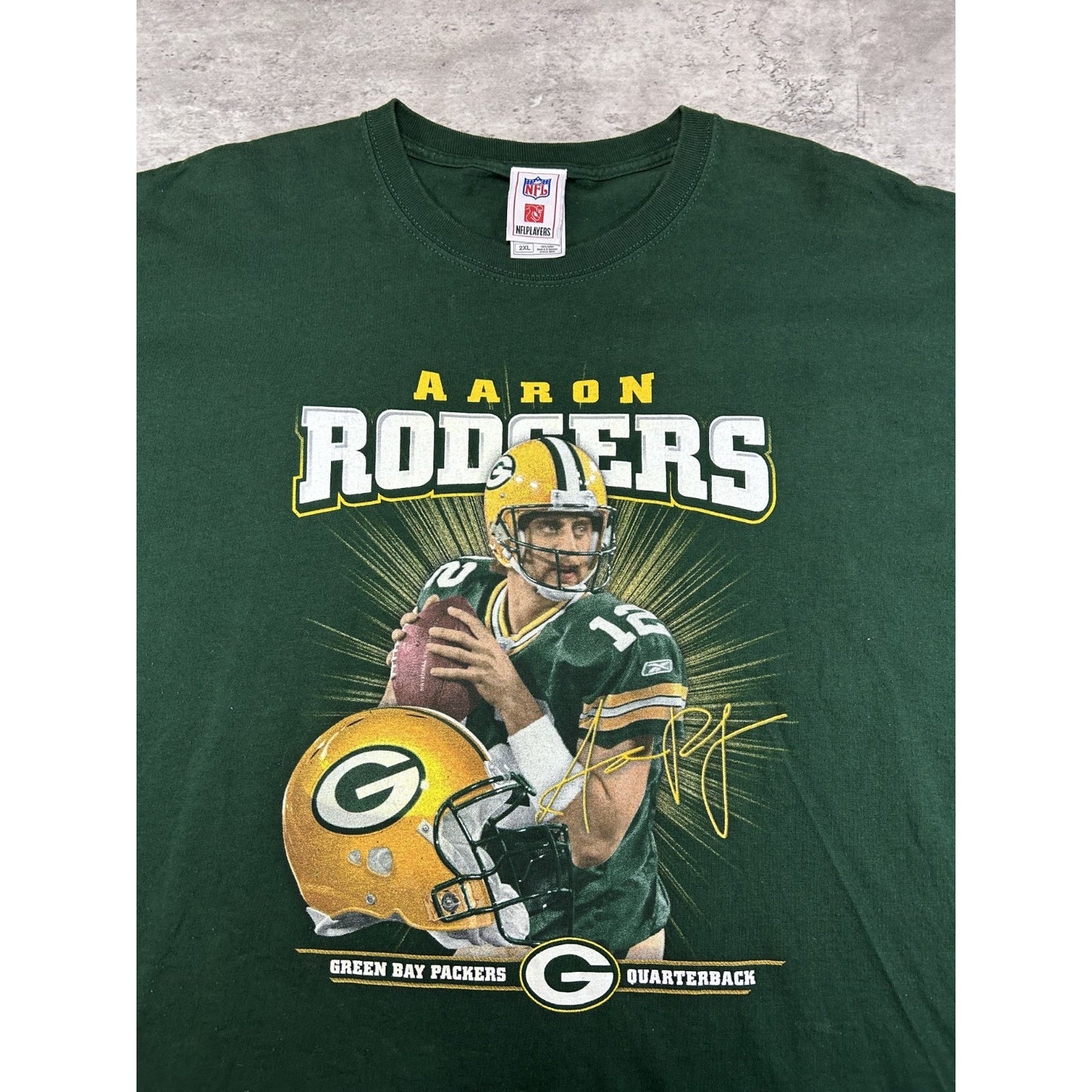 Vintage Aaron Rodgers #12 Green Bay Packers NFL Player Graphic T-Shirt Size 2XL