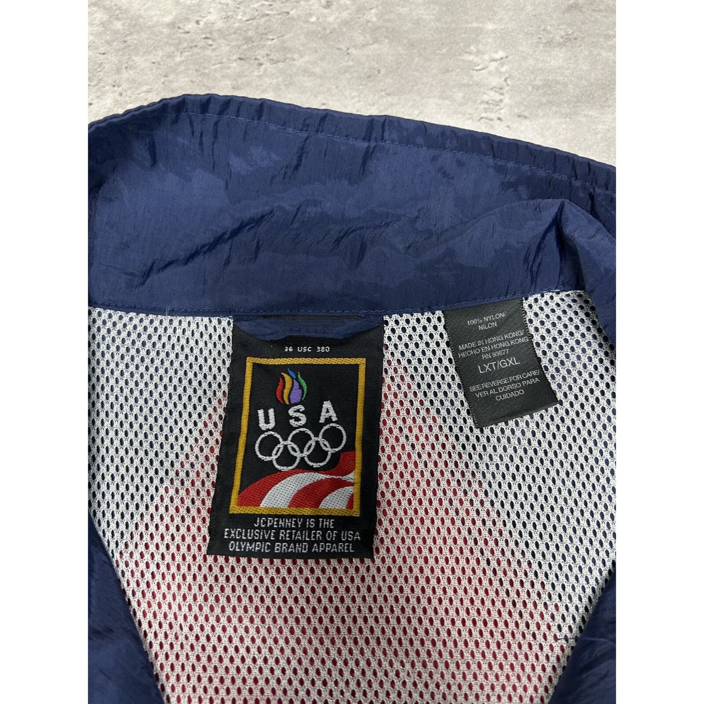 Vintage 90s Team USA Olympics Nylon Full Zip Windbreaker Jacket Size XLT