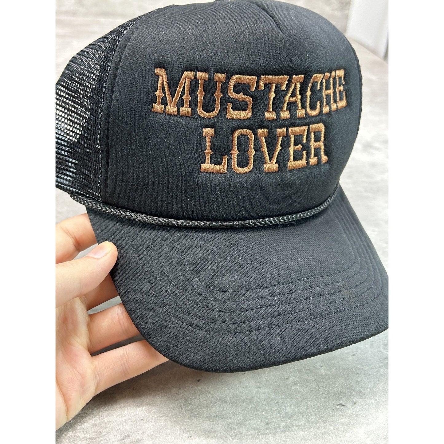 Vintage 90s Mustache Lover Embroidered Spellout Trucker Snapback Hat OSFA