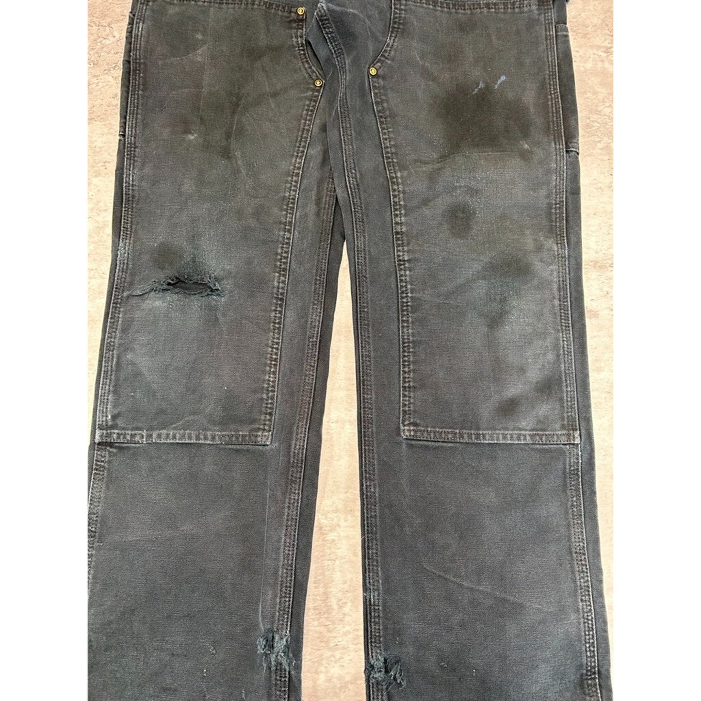 Vintage Carhartt Canvas Workwear Carpenter Double Knee Pants Size 36 Black