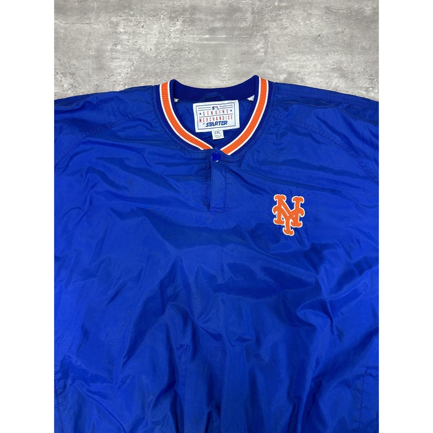 Vintage 90s New York Mets MLB Embroidered 1/4 Button Nylon Starter Jacket Sz 2XL